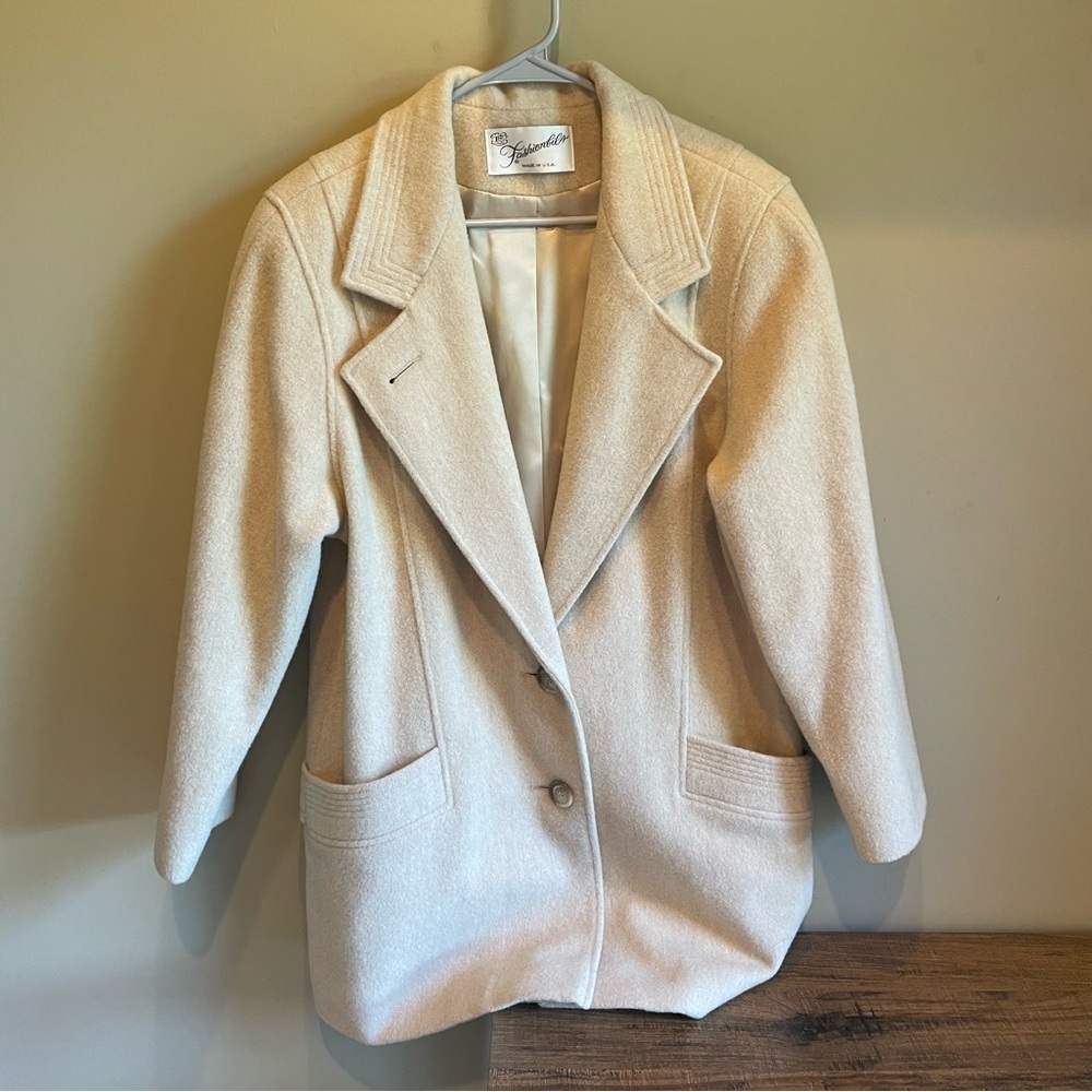Vintage 60s Fashionbilt Camel Wool Trench Peacoat Jacket Union Made Size 15